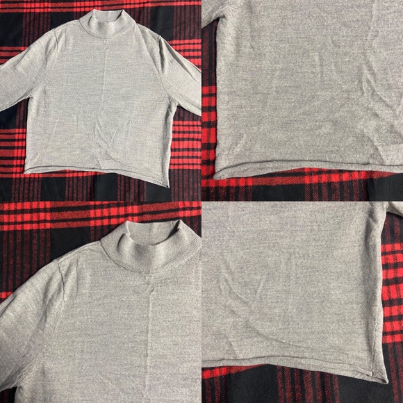Topshop Gray Crop Long Sleeve High Neck Top - Picture 5 of 8